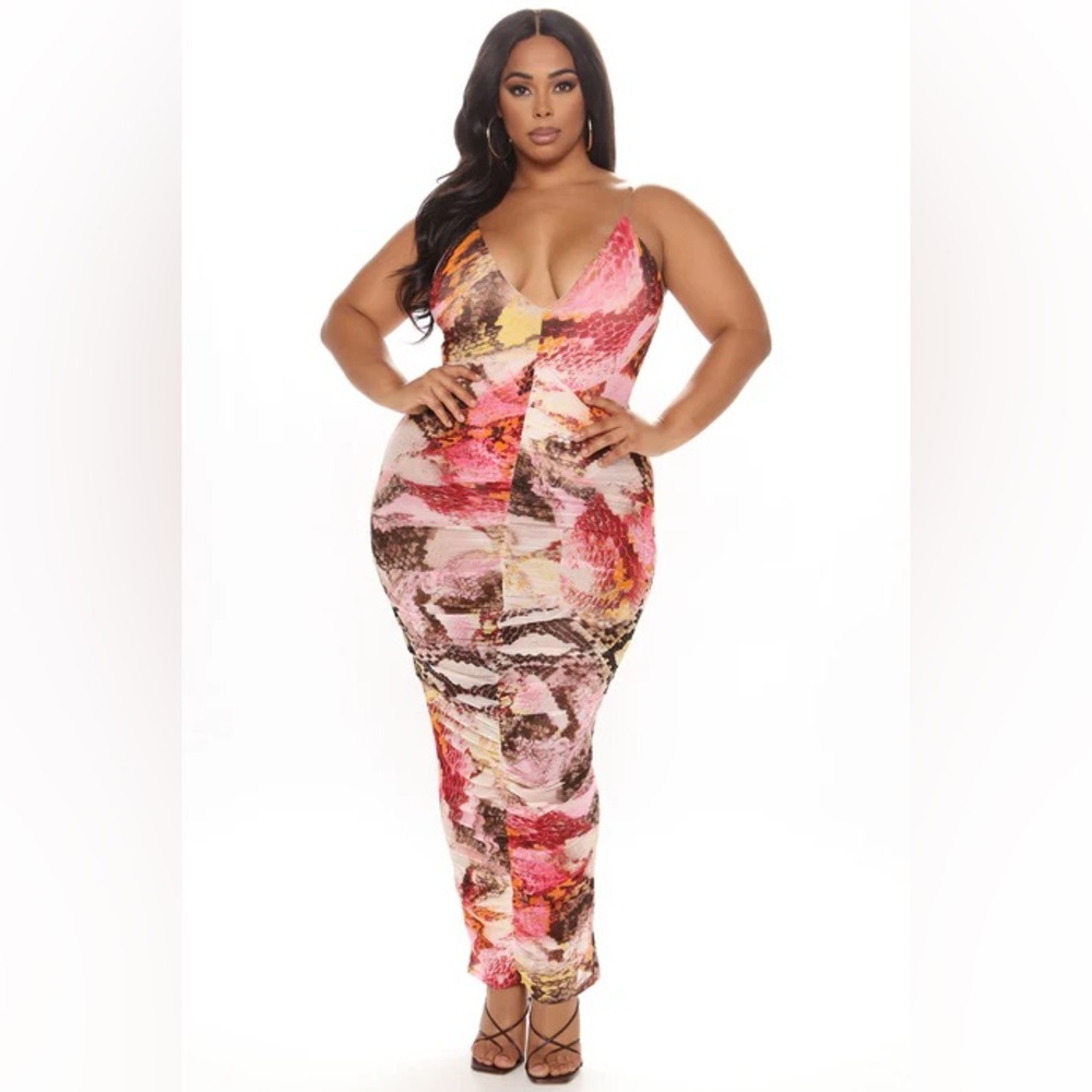 Dakiti Mesh Snake Print Maxi Dress